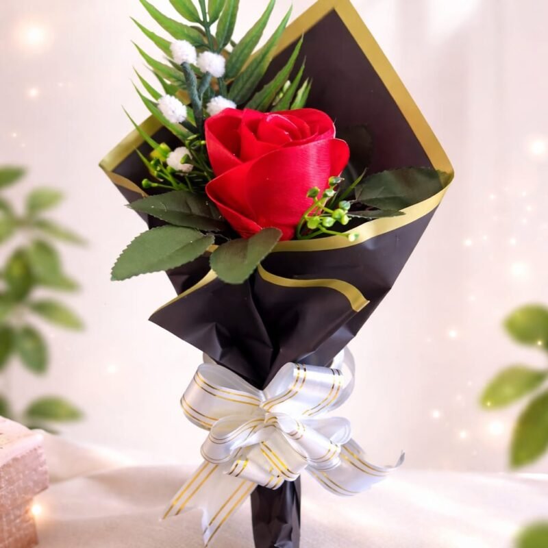 Single Classic Red Satin Rose Single Bouquet