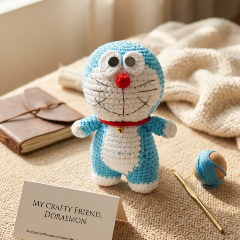 Hand-Crocheted Doraemon Plushie Companion