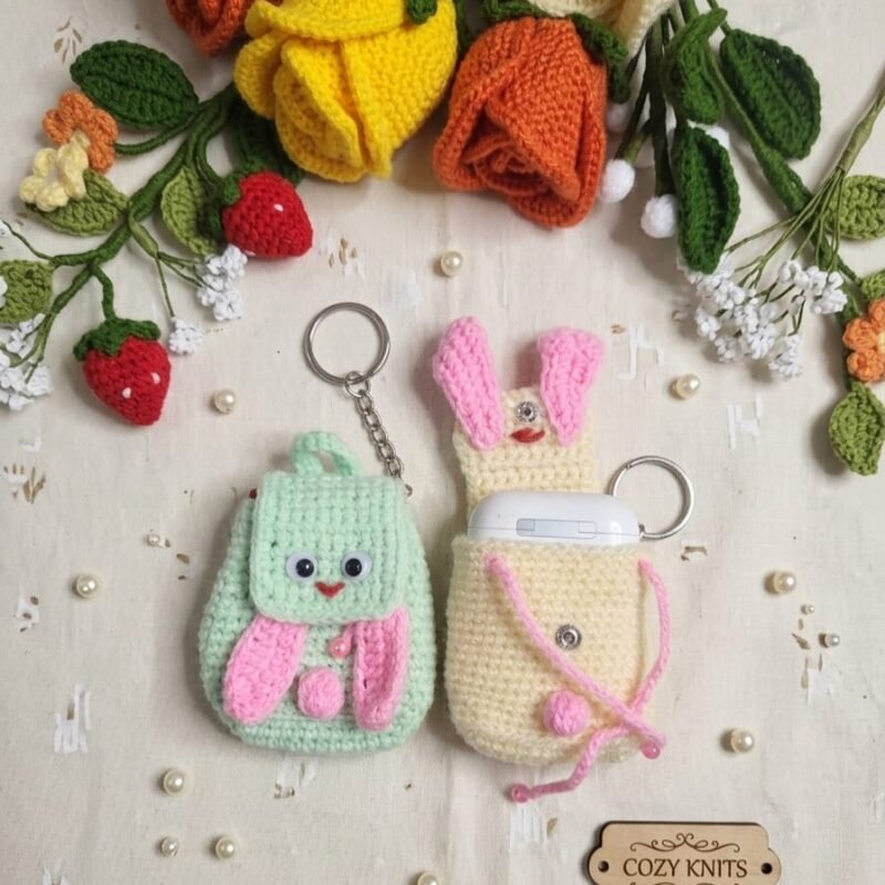 Pastel Bunny Backpack & AirPods Case Pair